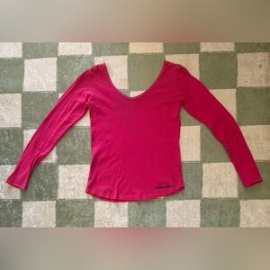 Retro Billabong Thin Retired Vintage V-Neck Top Size 8 Hot Barbie Pink